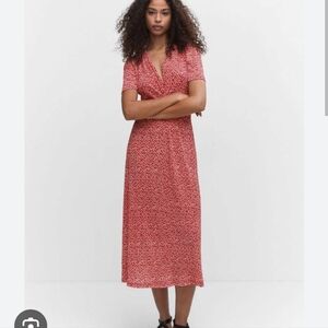 Influence Red Floral Midi Dress Size Medium